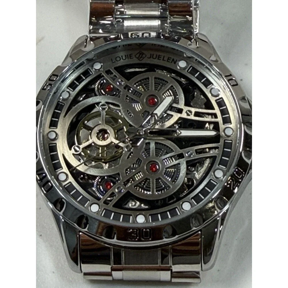 Automatic Skeleton Watch 43mm Stainless Steel New Open Box